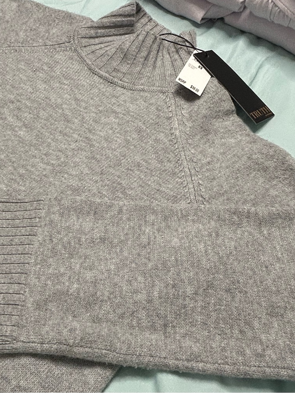 Truth Light Gray Turtleneck Sweater